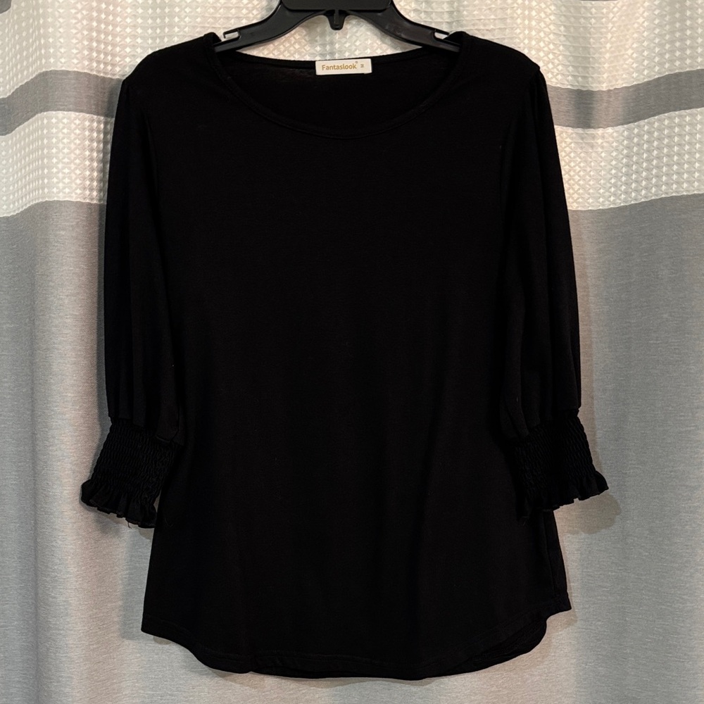 Women’s Dressy Casual 3/4 Length Top with Smocked Cuffs